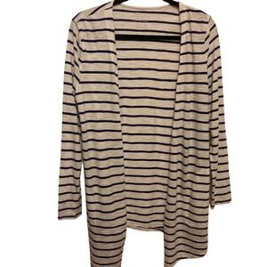 Chico's Striped Cotton The Ultimate Tee Collection Cotton Nautical Cardigan SZ 0